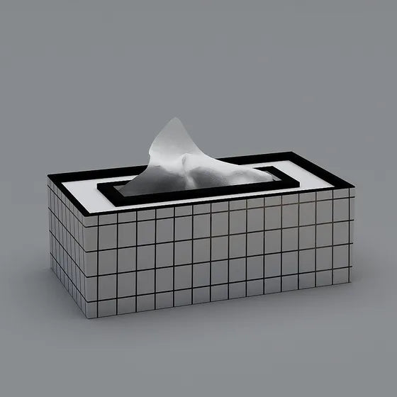 Nordic Style Wooden Tissue Box-Line Gird(SA2405-26) Tissue Box Apricot