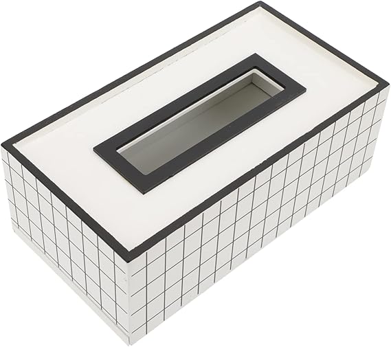 Nordic Style Wooden Tissue Box-Line Gird(SA2405-26) Tissue Box Apricot