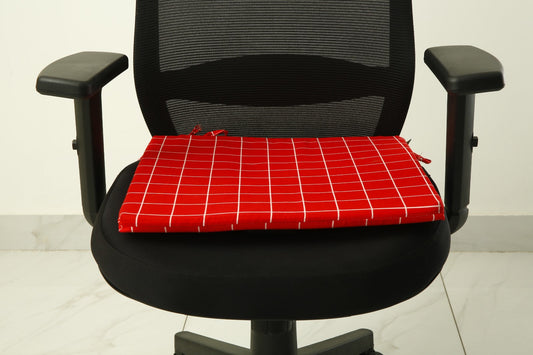Padded Multi Purpose Sitting Cushions-Red Check cushions Apricot