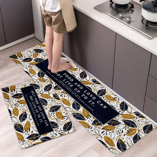 Premium Padded Anti slip Kitchen Mat Set-Food and Love Rugs Apricot