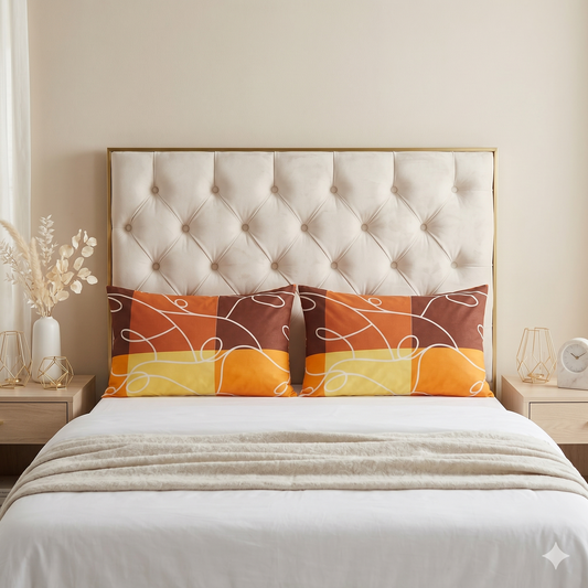Printed Pillow Covers Pack of 2- PC007 cushions Apricot