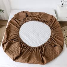 Quilted Waterproof Mattress Protector-Brown Protectors Apricot