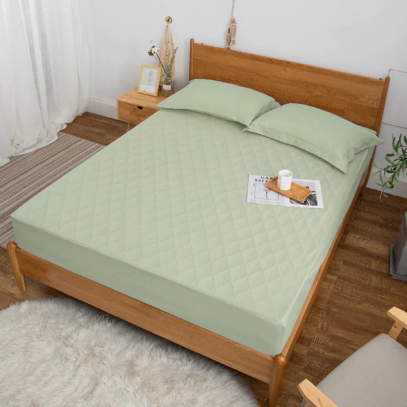 Quilted Waterproof Mattress Protector-L/Green Protectors Apricot