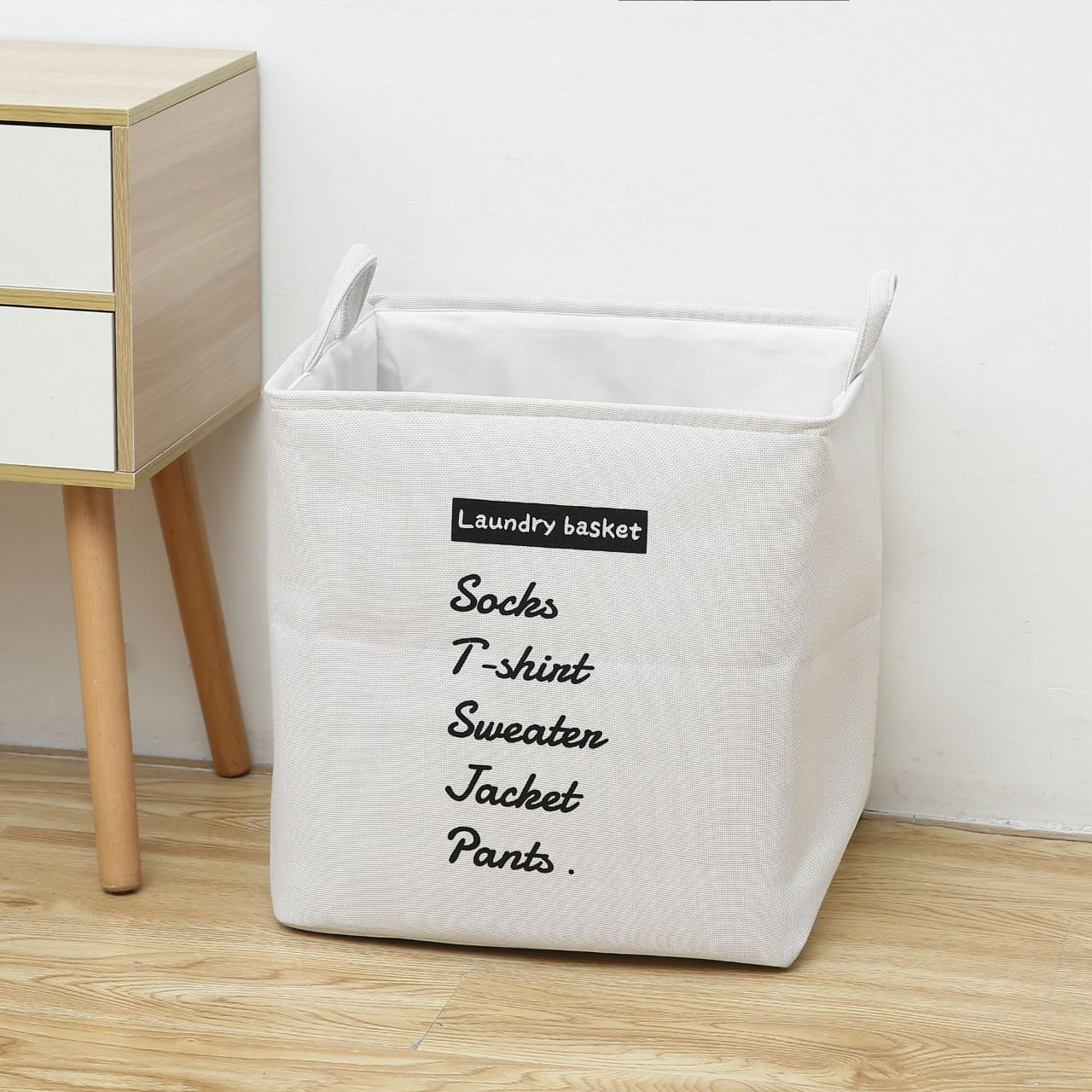 Rectangular Eva Collapsible Laundry Basket(14266)-White Apricot