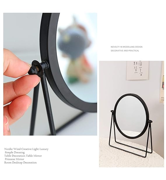 Rotatable Black Vanity Mirror-14295(SA2405-158) Mirror Apricot