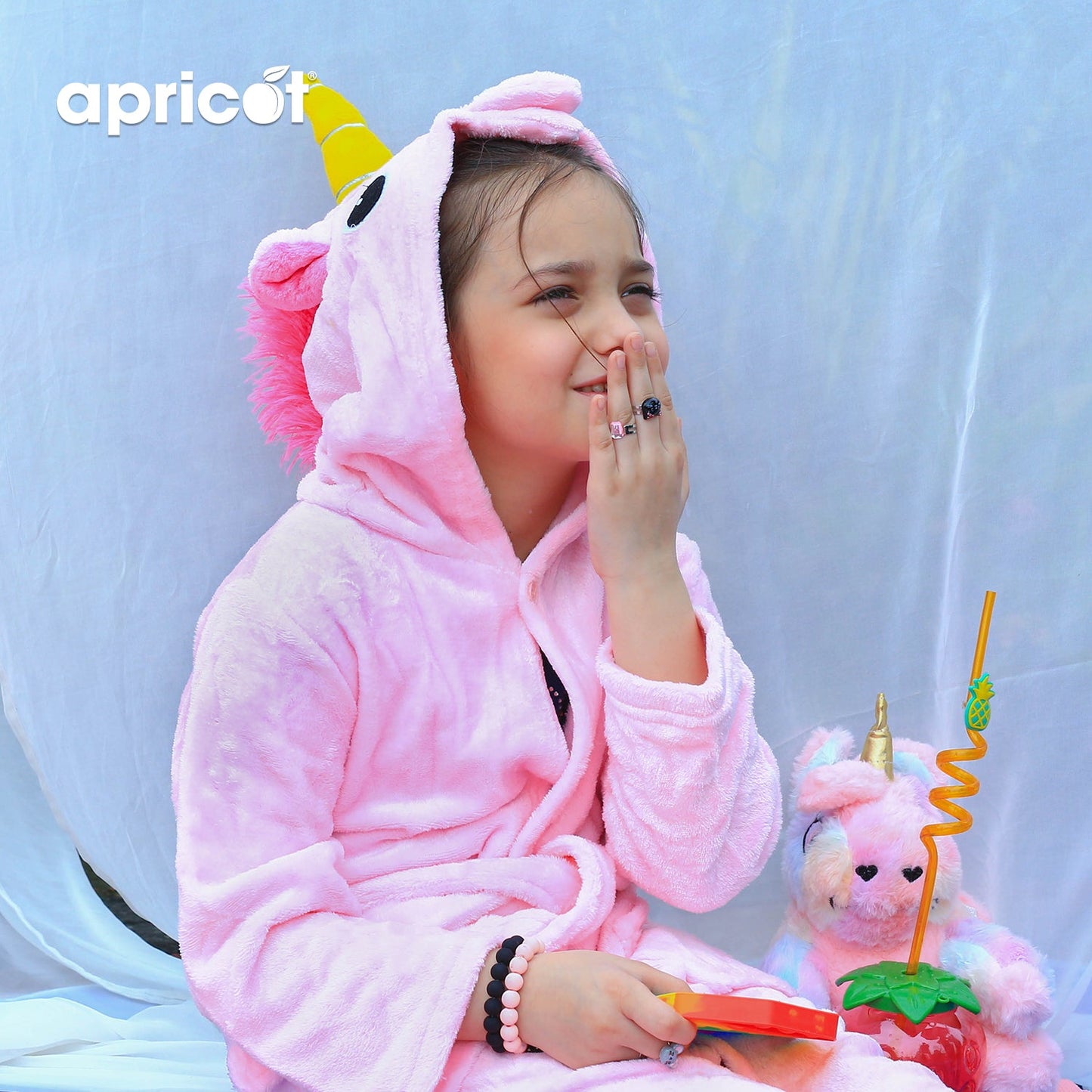 SA-29 Kids Plush Hooded Fleece- Sleep Wears Apricot