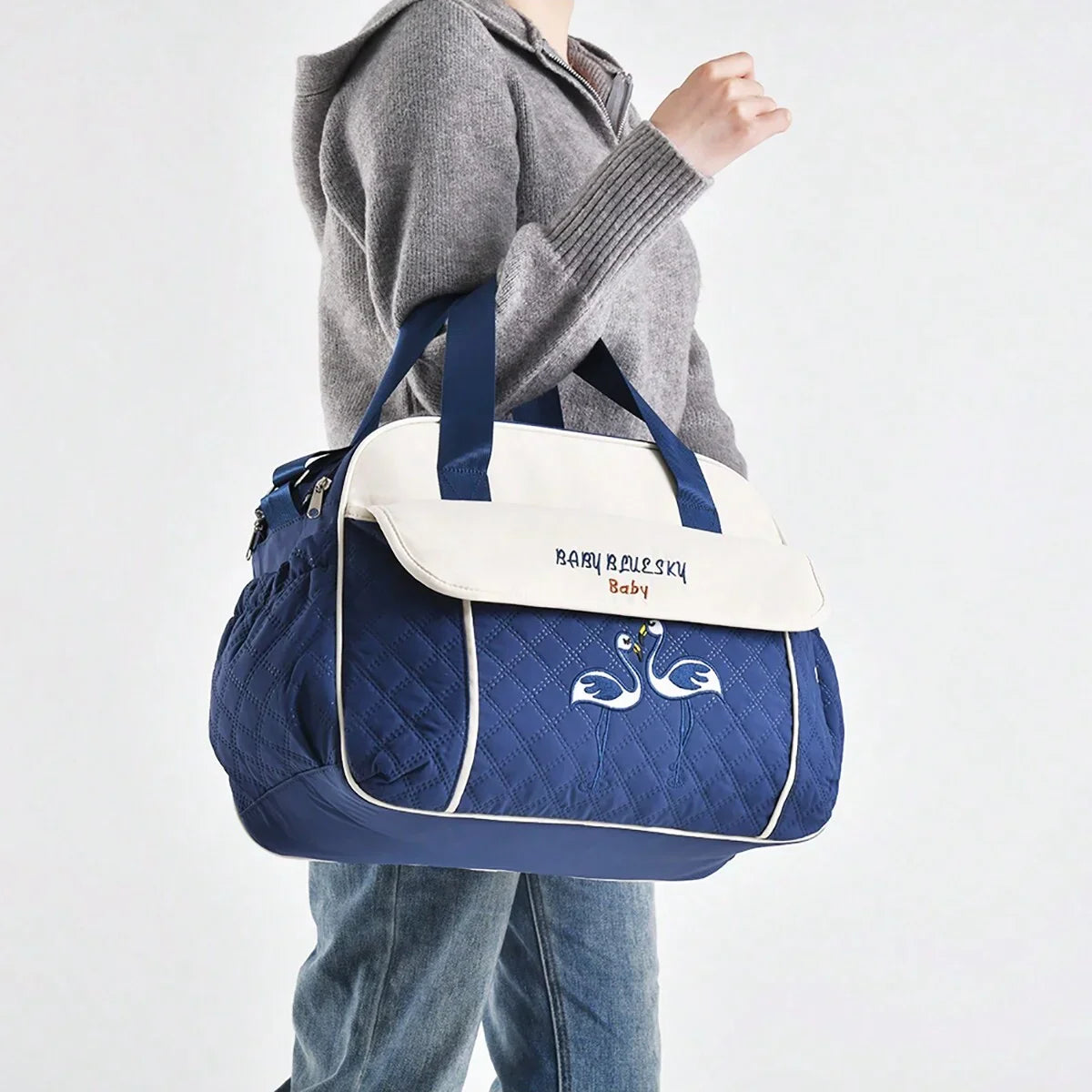 Multi function Mommy Bag with Large Capacity-SA2408-273(Blue) Blankets Apricot