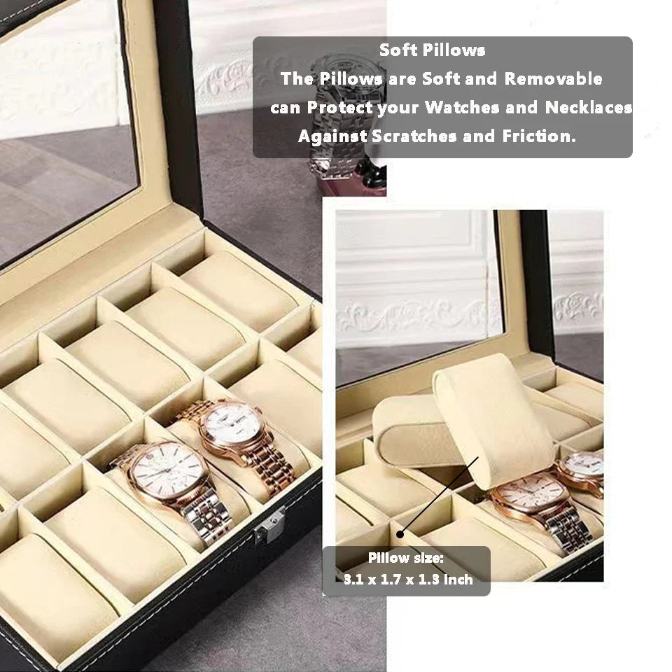 12 Slots Watch Organizer-SA2411-56(Black) Watch box Apricot