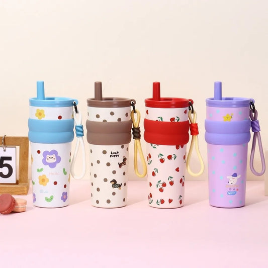 Stainless Steel Insulation Cup (SA2510-153)Pink Cherries Tumbler Apricot