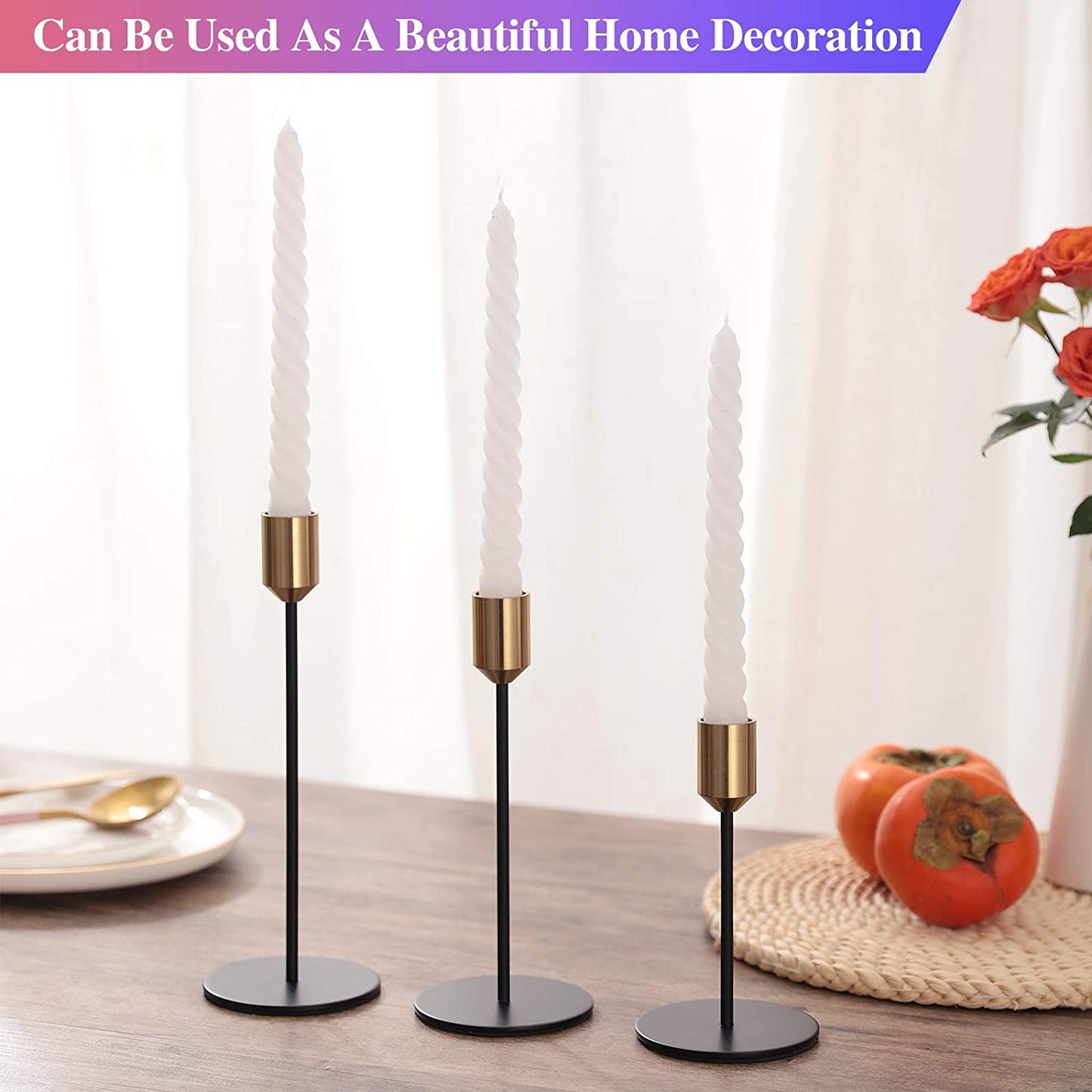 Set of 3 Metal Candle Holder-Golden Cups(2102) candle stand Apricot