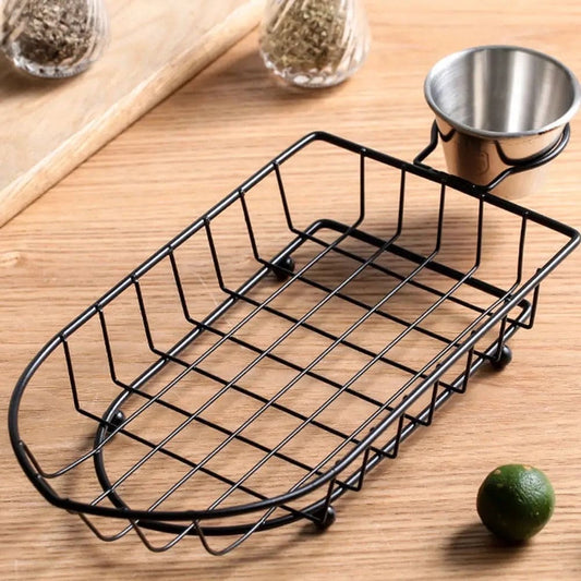 Stainless Steel Boat Snack5647 Basket-Black Apricot