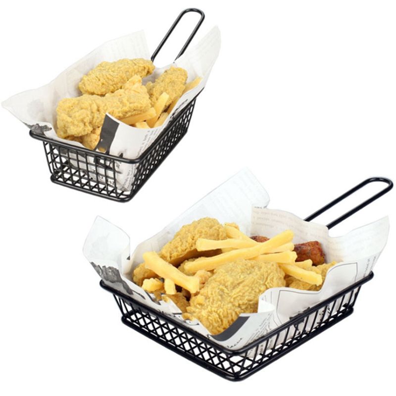Stainless Steel Square Snack 5648Basket-Black Apricot