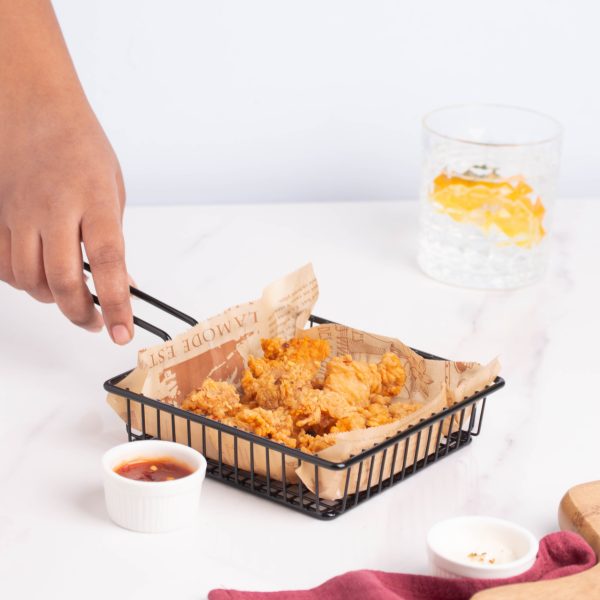 Stainless Steel Square Snack 5648Basket-Black Apricot