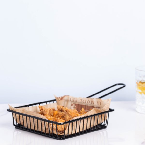Stainless Steel Square Snack 5648Basket-Black Apricot