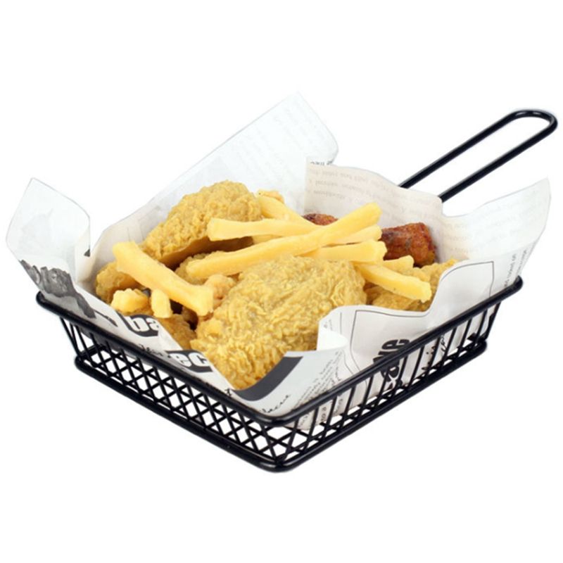 Stainless Steel Square Snack 5648Basket-Black Apricot
