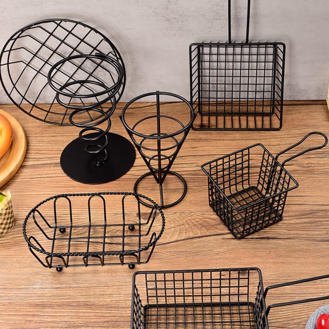 Stainless Steel Top Square Snack Basket-14521Black Apricot