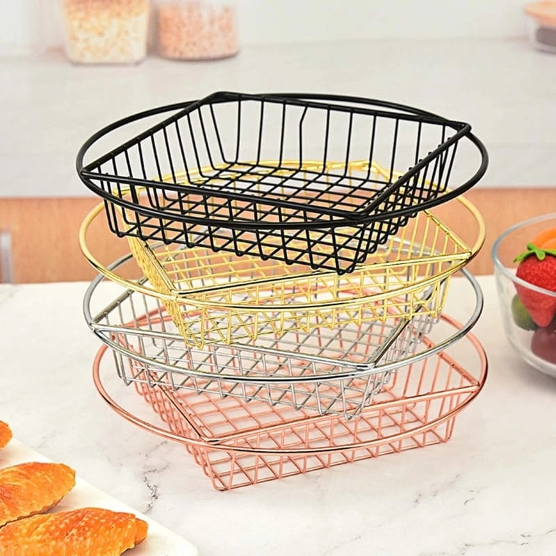 Stainless Steel Top Square Top Round Snack 5650Basket-Black Apricot