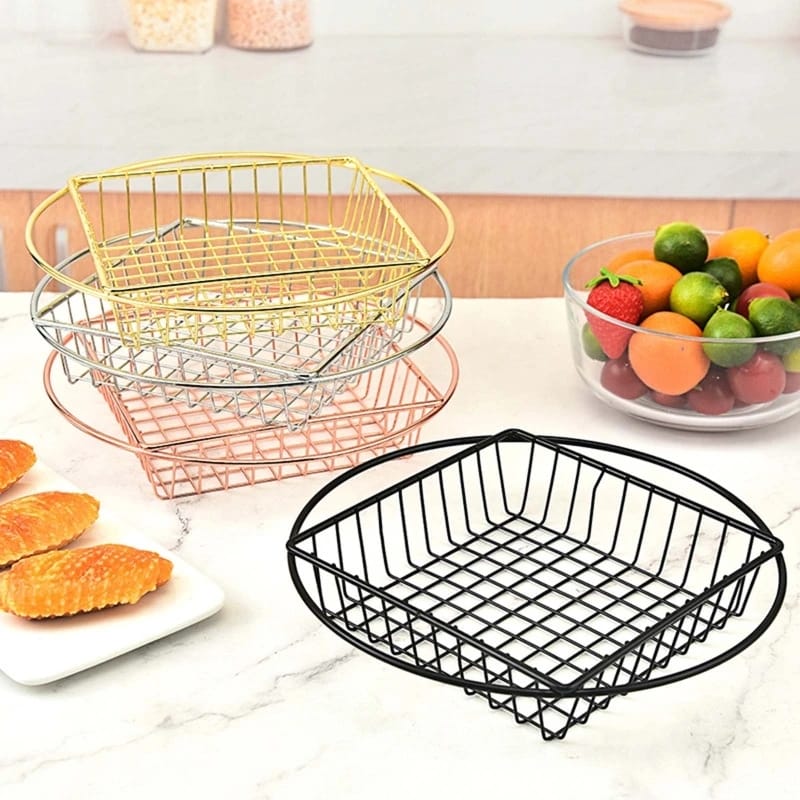 Stainless Steel Top Square Top Round Snack 5650Basket-Black Apricot