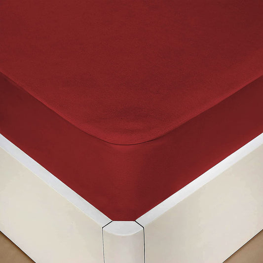 Terry Waterproof Mattress Protector- Maroon Terry Waterproof Mattress Protector Apricot