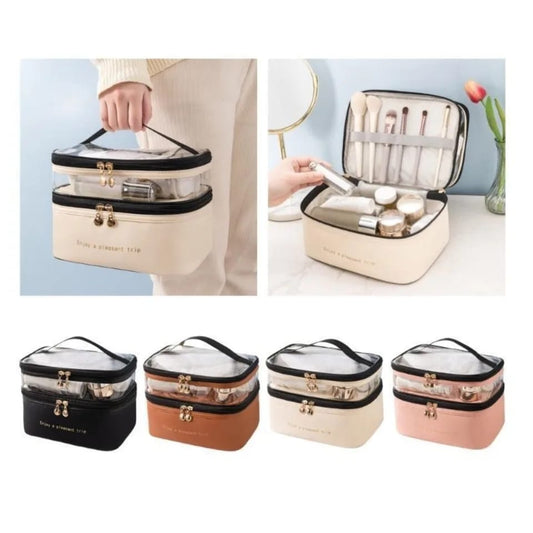 Waterproof Pvc Cosmetic Travel Portable Bag-Black Cosmetic Organizer Apricot