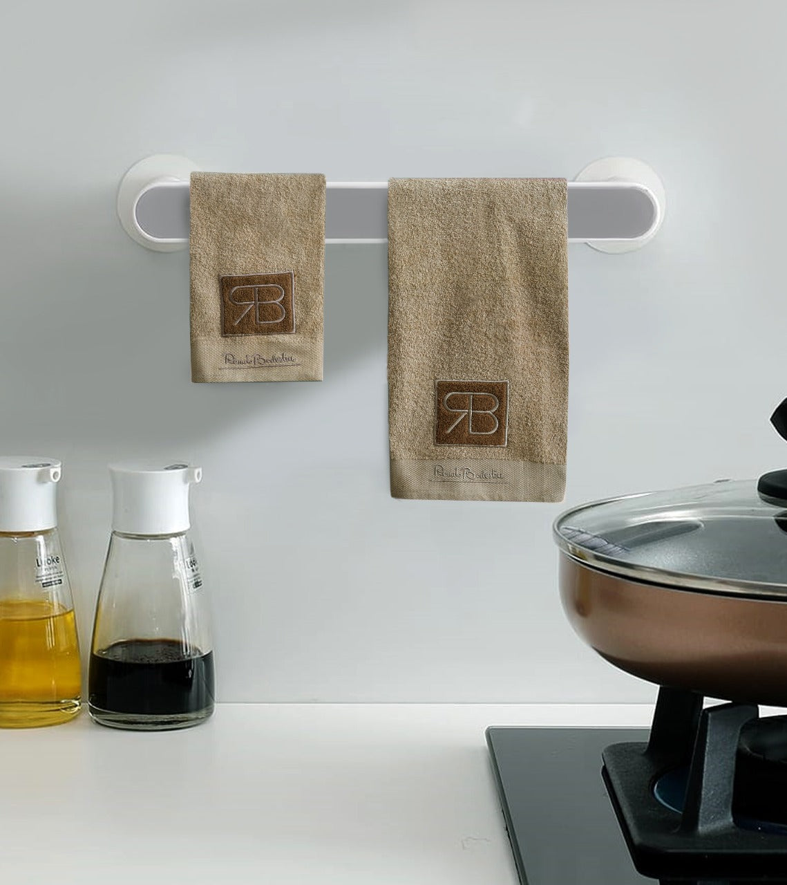 2 PCs RB Embroidered Kitchen Towels- L/Brown