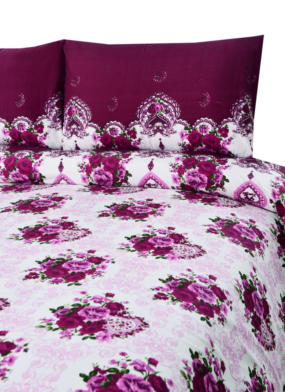 3 PCs Bed Spread Set-Plum Flower Bed Spread Apricot