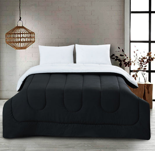 1 PC Double Winter Comforter-Black Over Sliver Comforters Apricot