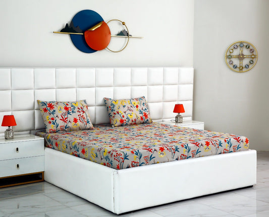 Fitted Bed Sheet-Orange Lilly Fitted Sheets Apricot