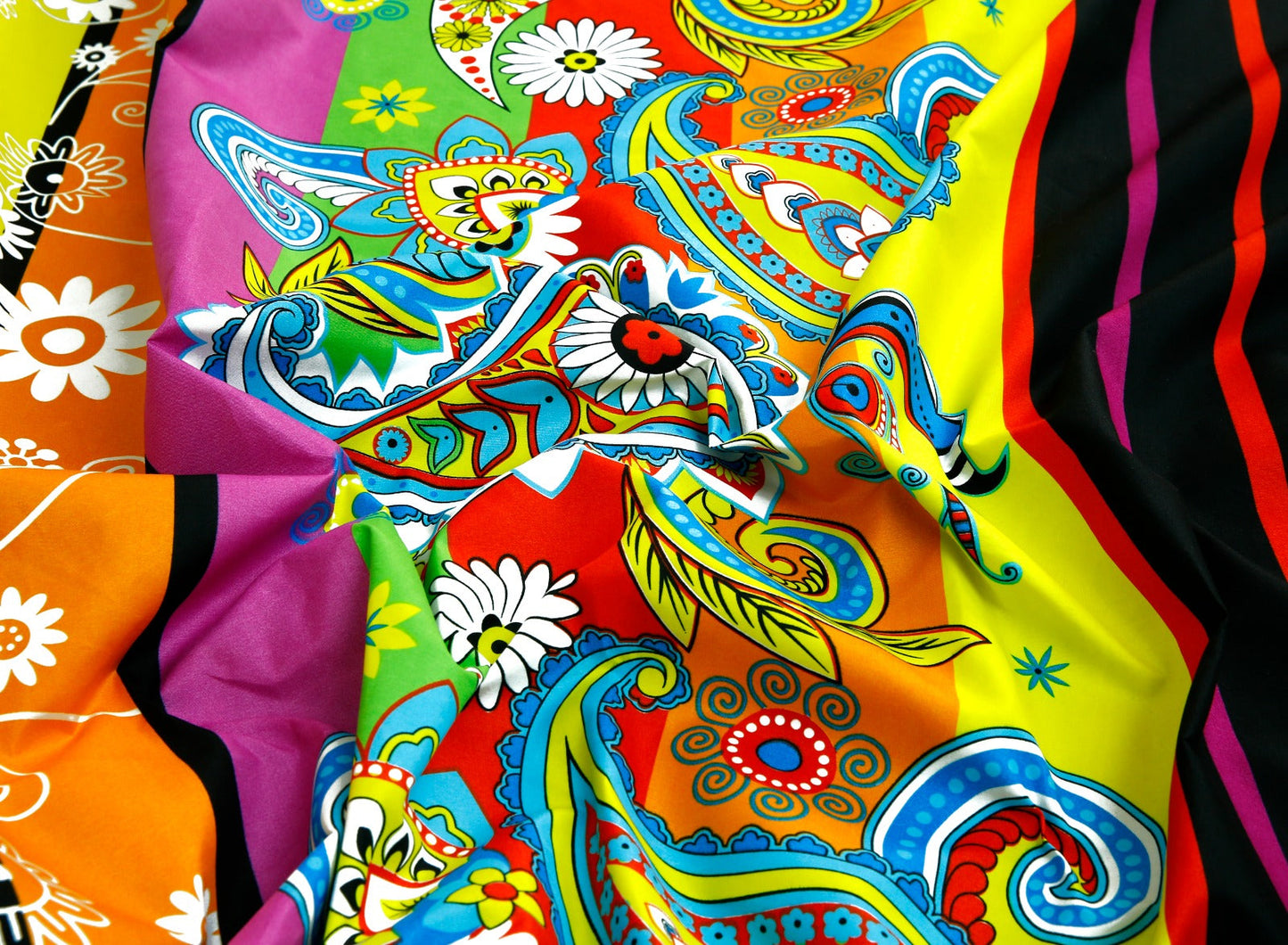 3 PCs Double Bed Sheet -Multi Flowers Bed Sheets Apricot