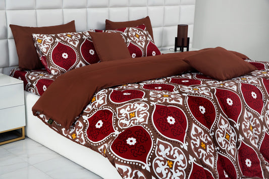 8 PCs Winter Comforter Set- Brown Crown Comforters Apricot