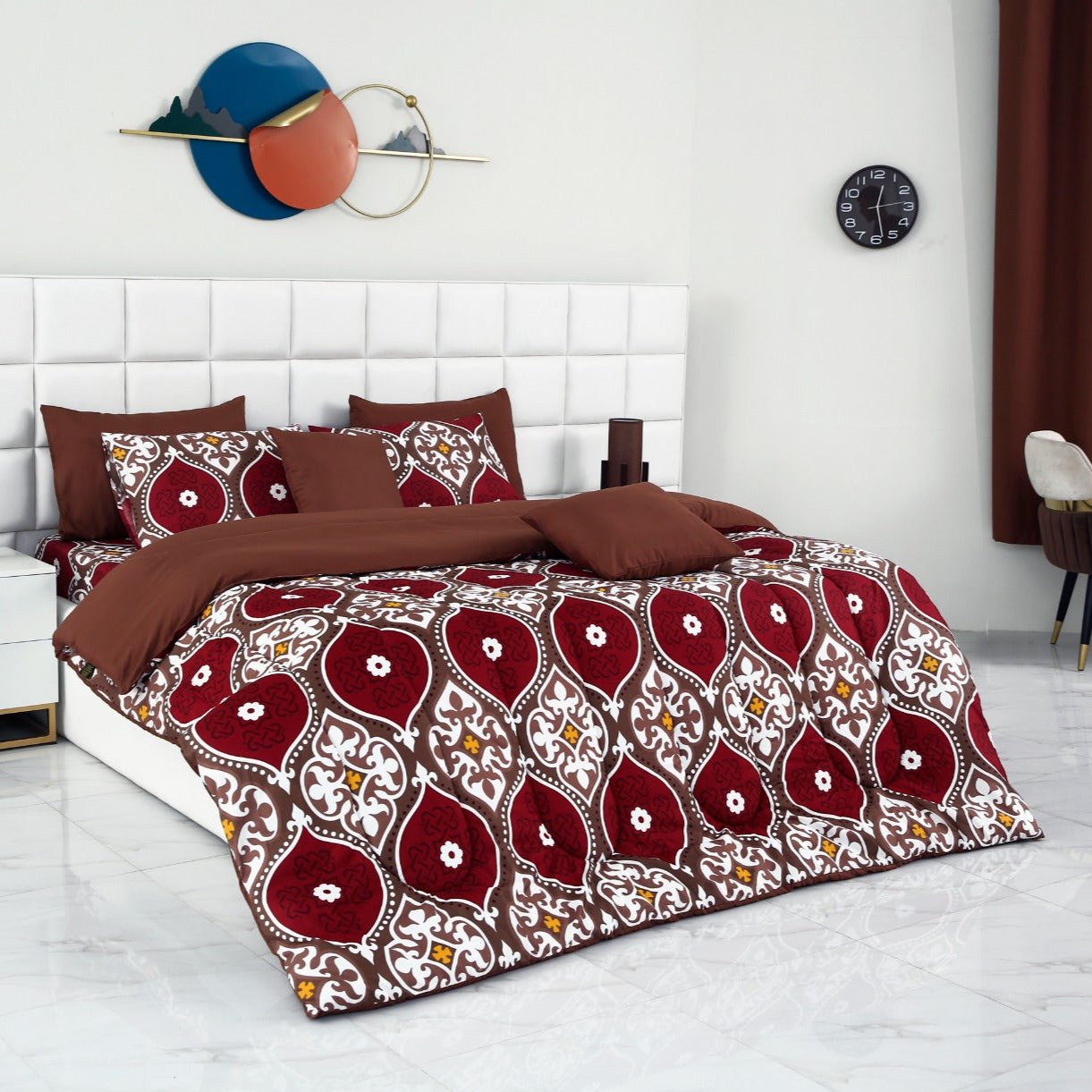 8 PCs Winter Comforter Set-Brown Crown Comforters Apricot