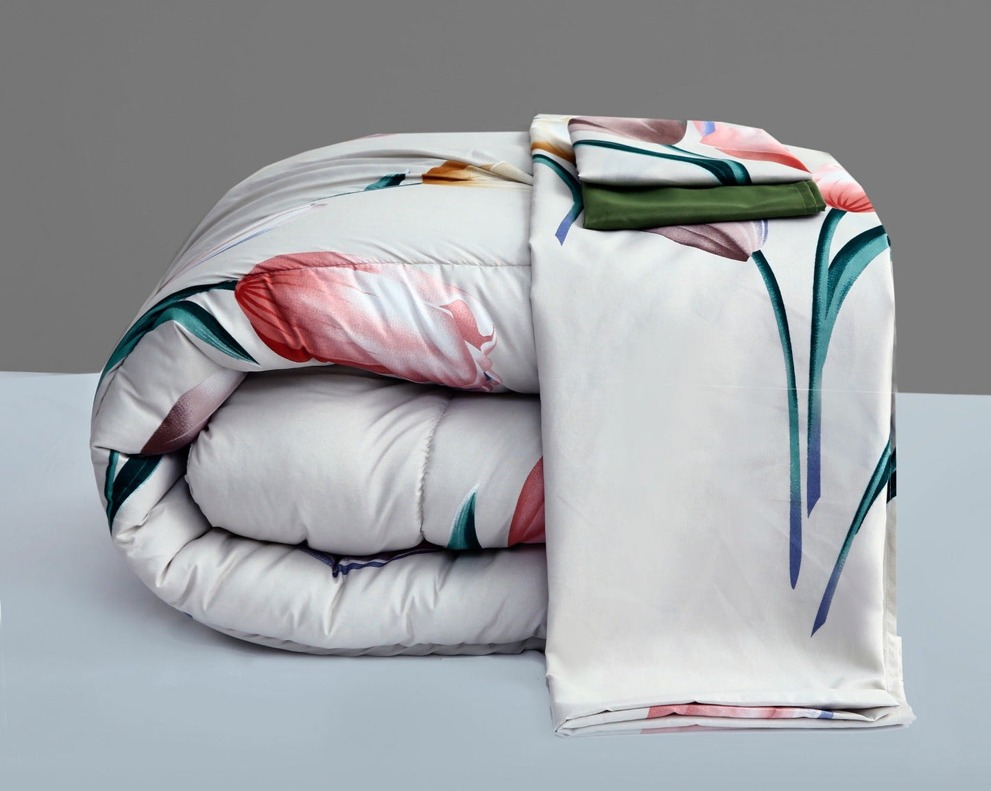 5 PCs Single Comforter Set-Ash Black Comforters Apricot