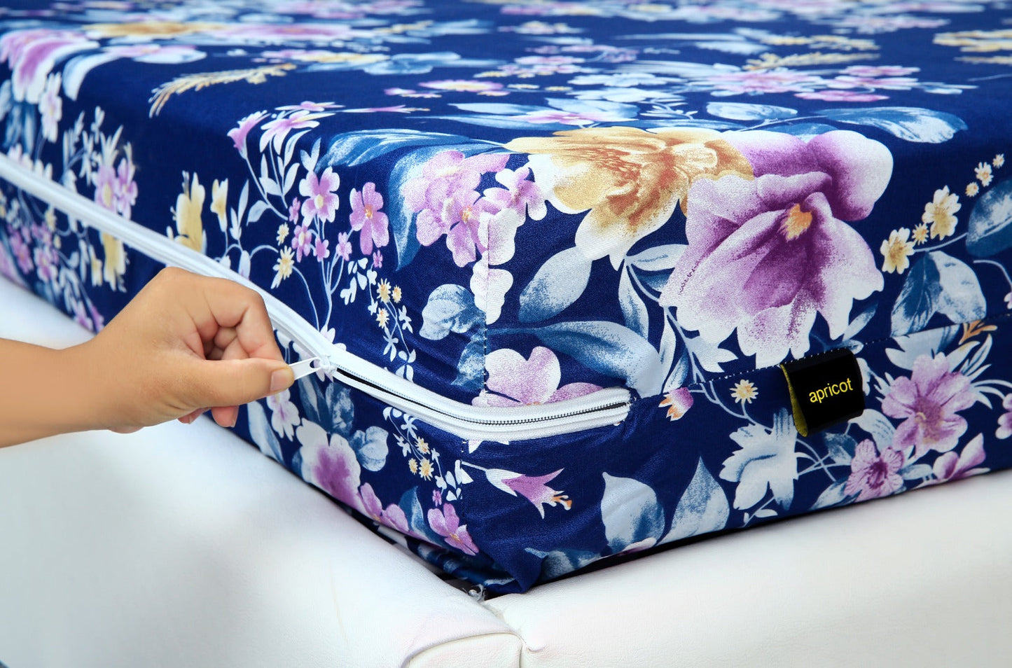 Zipper Mattress Cover Printed-Aster Protectors Apricot