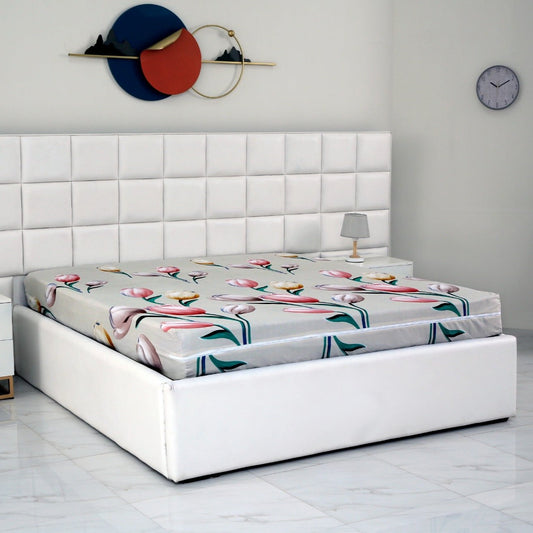 Zipper Mattress Cover Printed-Tulip Protectors Apricot