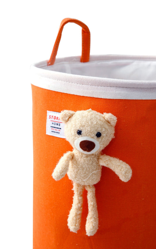 Kids Collapsible Laundry Basket-Orange Teddy Apricot