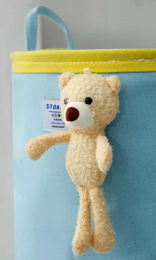 Kids Collapsible Laundry Basket-Blue Teddy Apricot