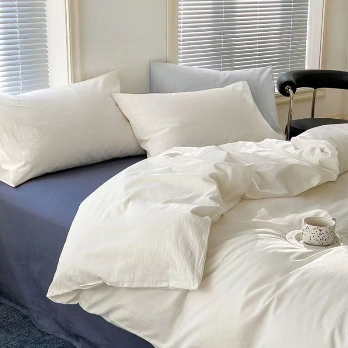 6 PCs Winter Comforter Set-White Comforters Apricot