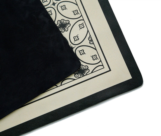 AntiSkid Dish Drying Heat & Water Protector Mat-SA-2553-2(Black Flowers) Rugs Apricot