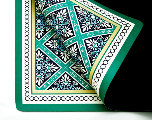 AntiSkid Dish Drying Heat & Water Protector Mat-SA-2553-2(Green Geometric) Rugs Apricot