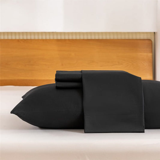 Fitted Bed Sheet-Dyed Black Fitted Sheets Apricot