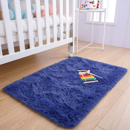 Anti-Slip Soft Fluffy Door Mat-15092 -Blue Door Mats Apricot