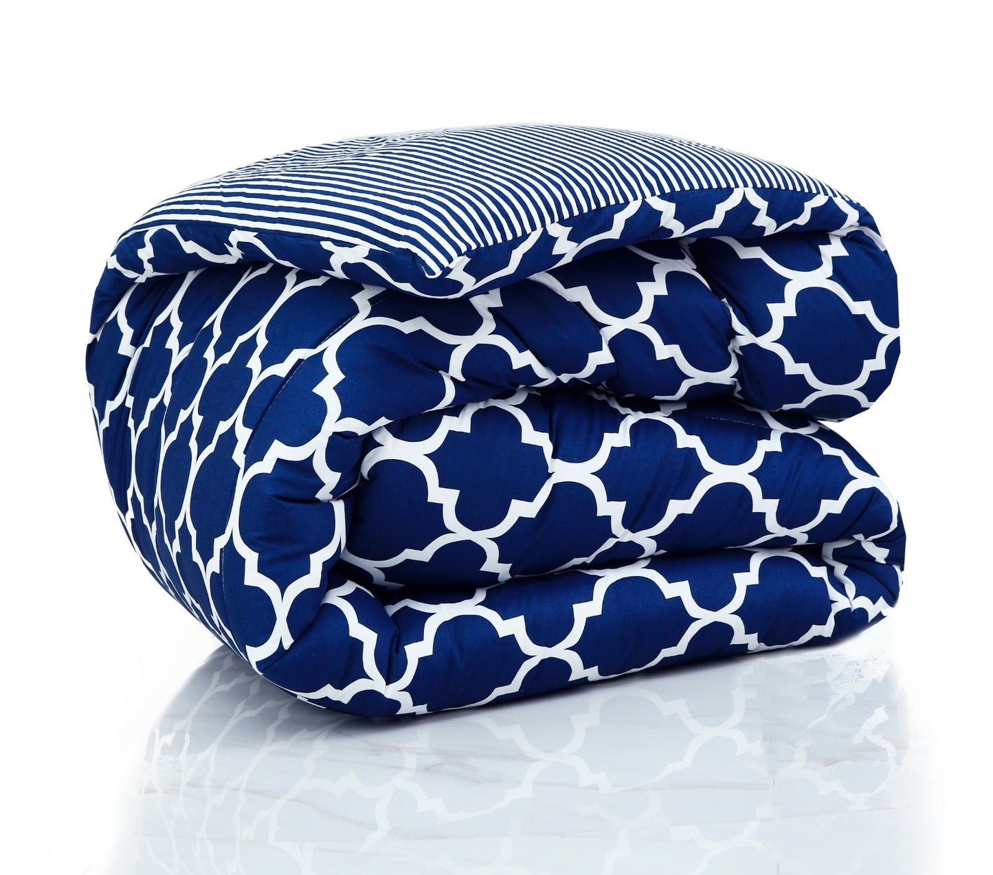 1 PC Double Winter Comforter-Blue Geometric Comforters Apricot