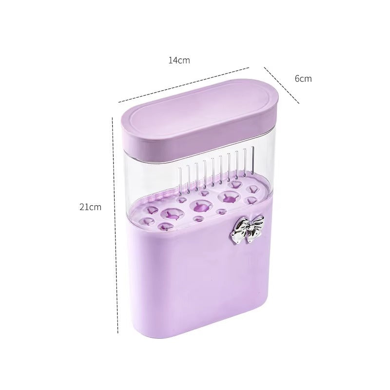 3 in 1 Makeup Brush Cleaning Box-Lilac Cosmetic Organizer Apricot
