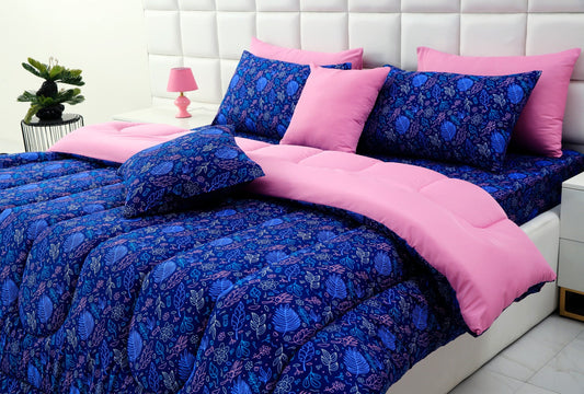 5 PCs Single Comforter Set-Blue Lilly Comforters Apricot