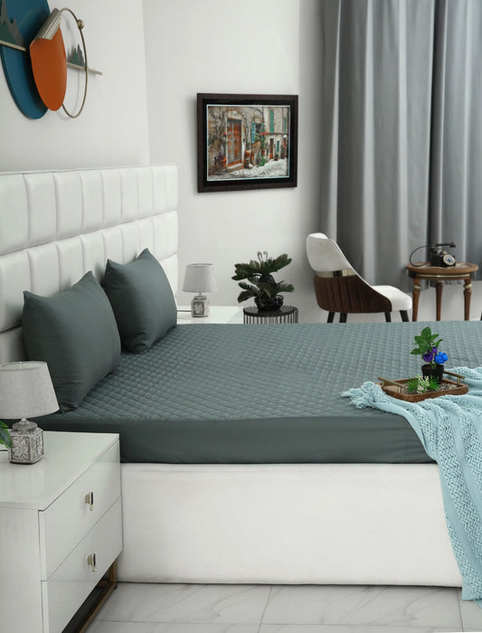 Quilted Waterproof Mattress Protector-Grey Protectors Apricot