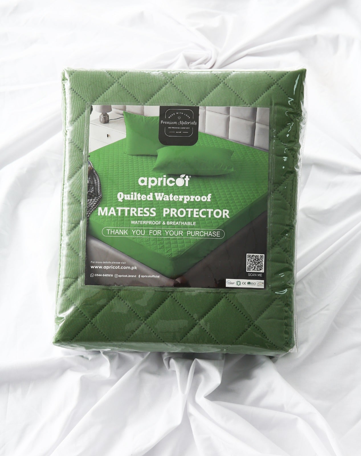 Quilted Waterproof Mattress Protector-Green Protectors Apricot