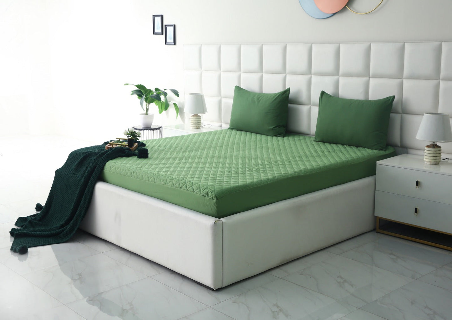 Quilted Waterproof Mattress Protector-Green Protectors Apricot