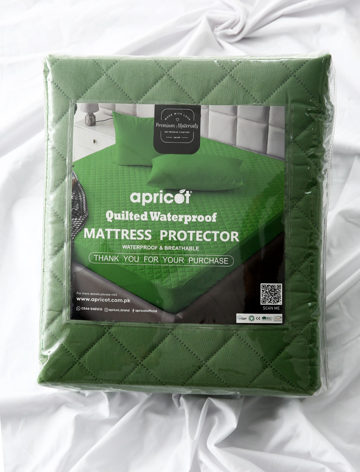 Quilted Waterproof Mattress Protector-Green Protectors Apricot