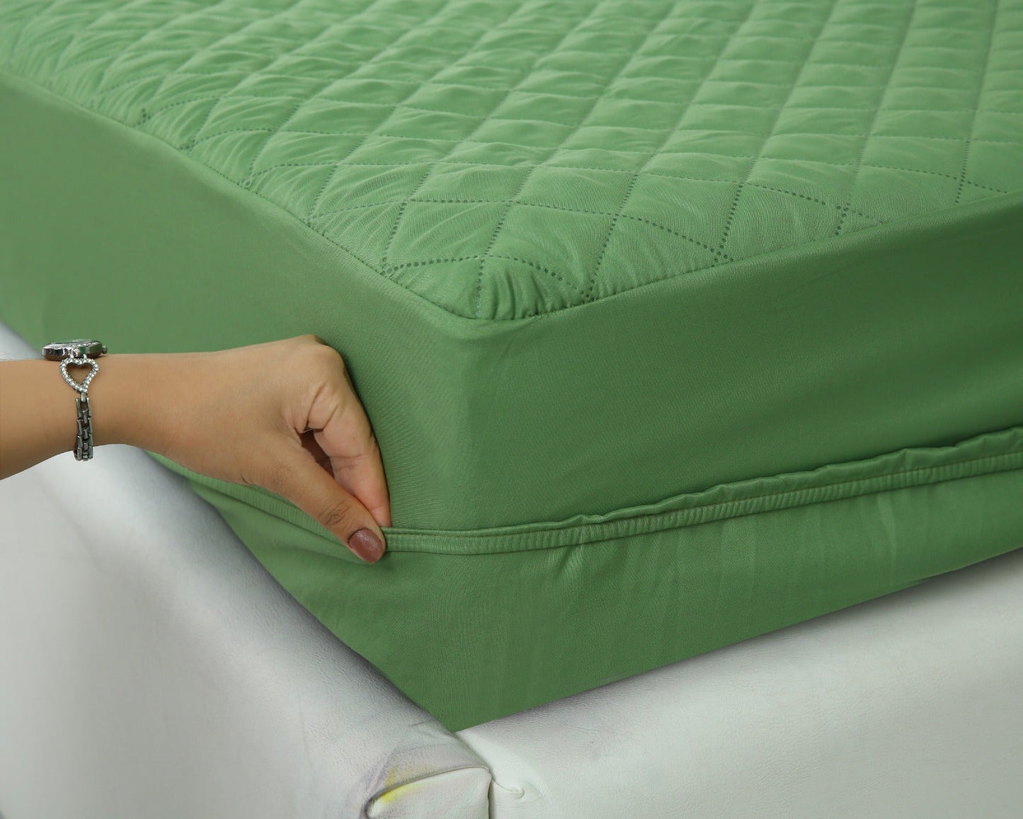 Quilted Waterproof Mattress Protector-Green Protectors Apricot