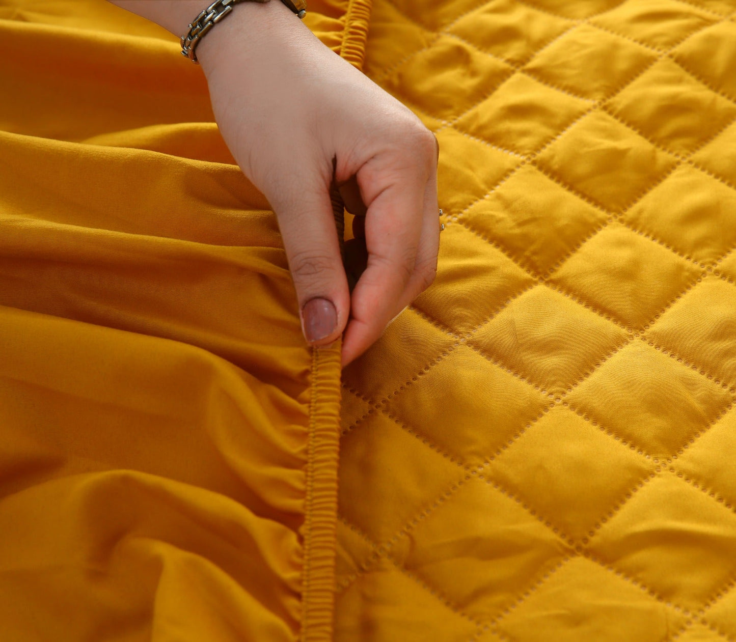 Quilted Waterproof Mattress Protector-Mustard Protectors Apricot